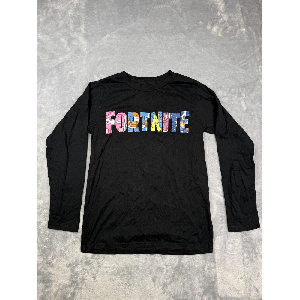 Fortnite Shirt Boys Large Black Graphic Logo Long Sleeve Crew Neck Everyday Wear